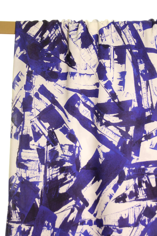 Atelier Jupe viscose with white and blue graphic print