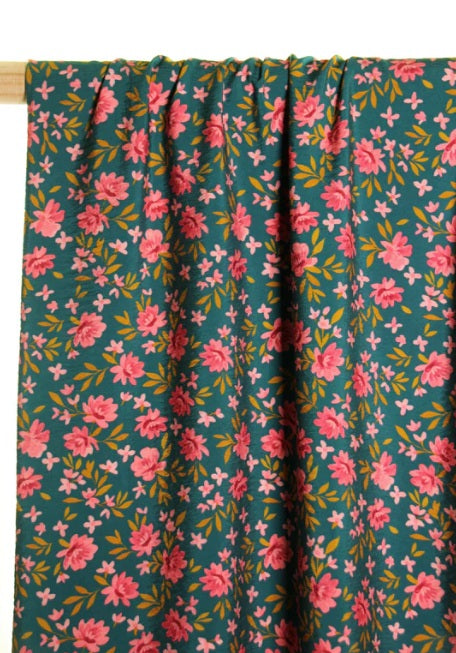 Atelier Jupe green little flowers textured viscose