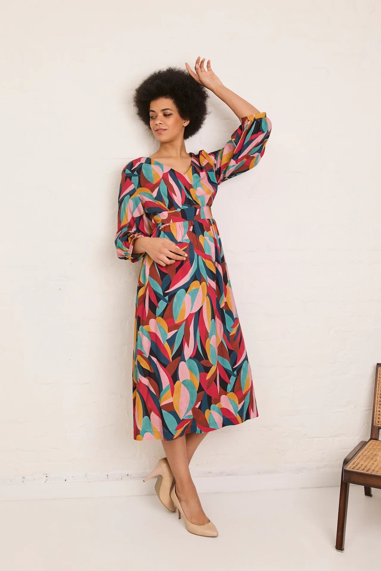 Atelier Jupe viscose with soft colour palette print