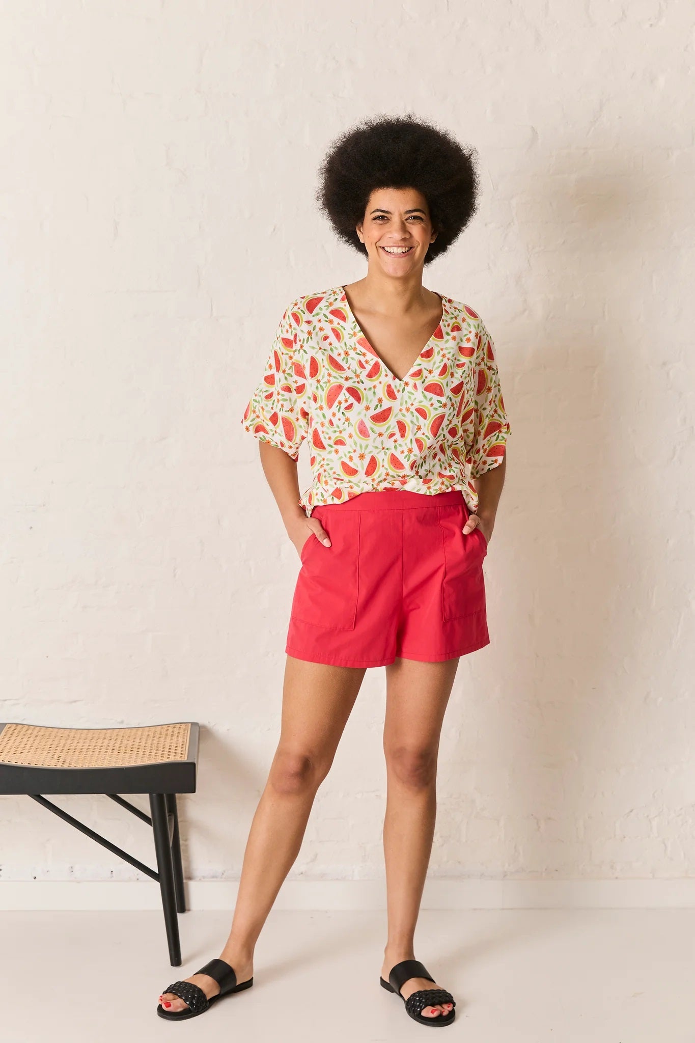 Atelier Jupe white viscose with watermelons