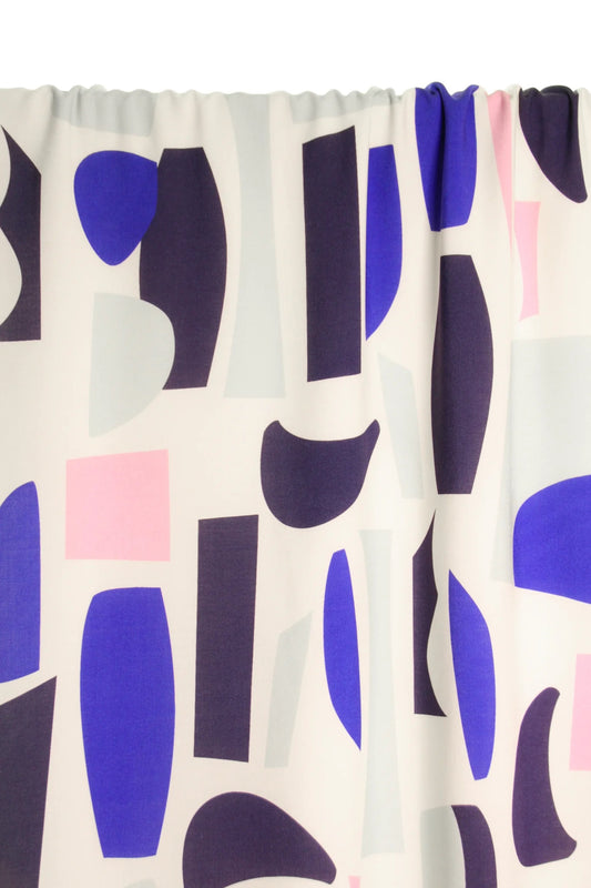 Atelier Jupe white viscose with soft abstract shapes